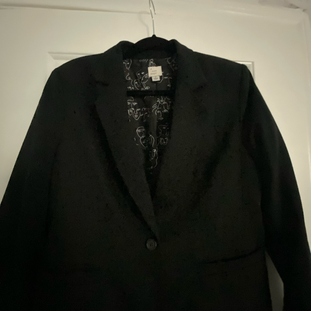 Black Cotton Basic Blazer With Cool Lining - image 3